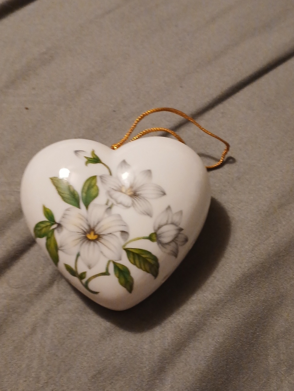 White Heart Floral Hanging Pomander with Green Leaves